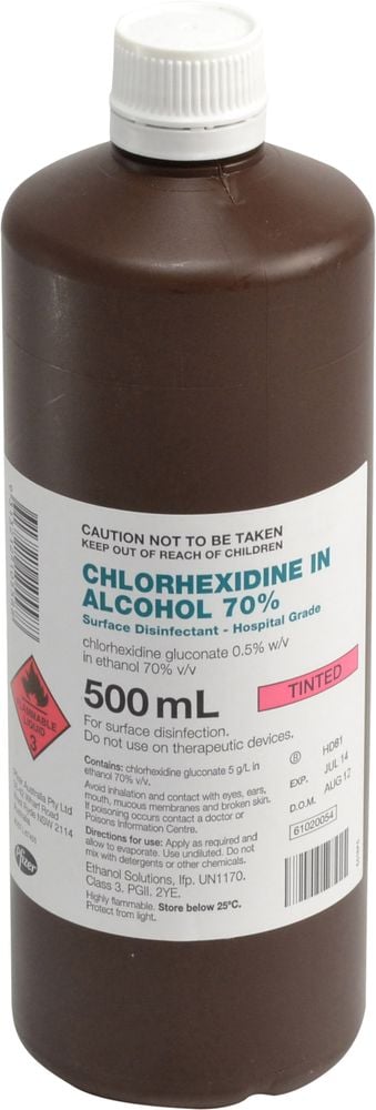 Chlorhexidine 0.5% in Alcohol 70% Pink 500ml