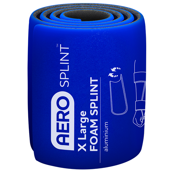 AEROSPLINT folded extra-large aluminium foam splint shown next to the short variant for size comparison