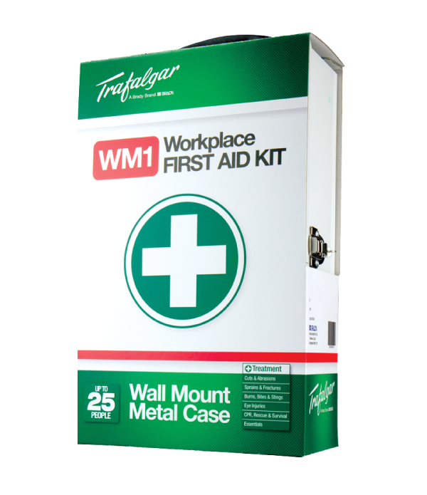 WM1 Workplace First Aid Kit Wallmount - Metal Case by Trafalgar - 876478 by Trafalgar, 