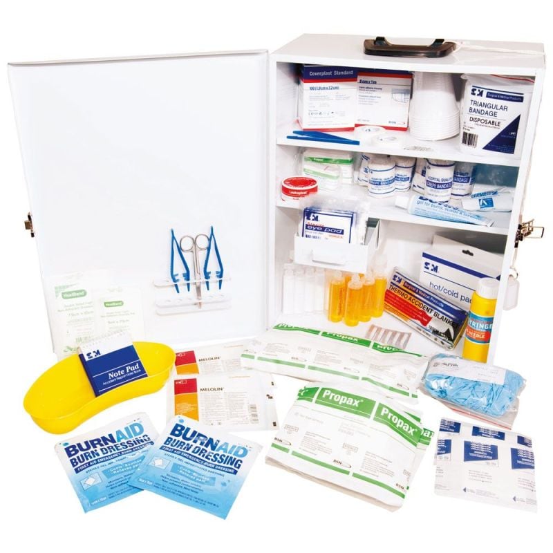 High Risk Premium Workplace Kit (1-29) Wall Mounted Metal MWUE Cabinet - 93080 by Alpha First Aid, 