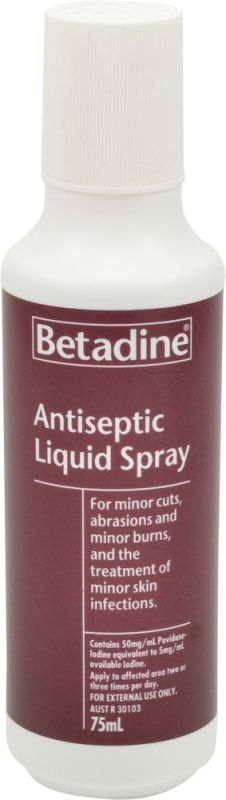Betadine Antiseptic Spray 75ml - Povidone-Iodine - 9482 , 