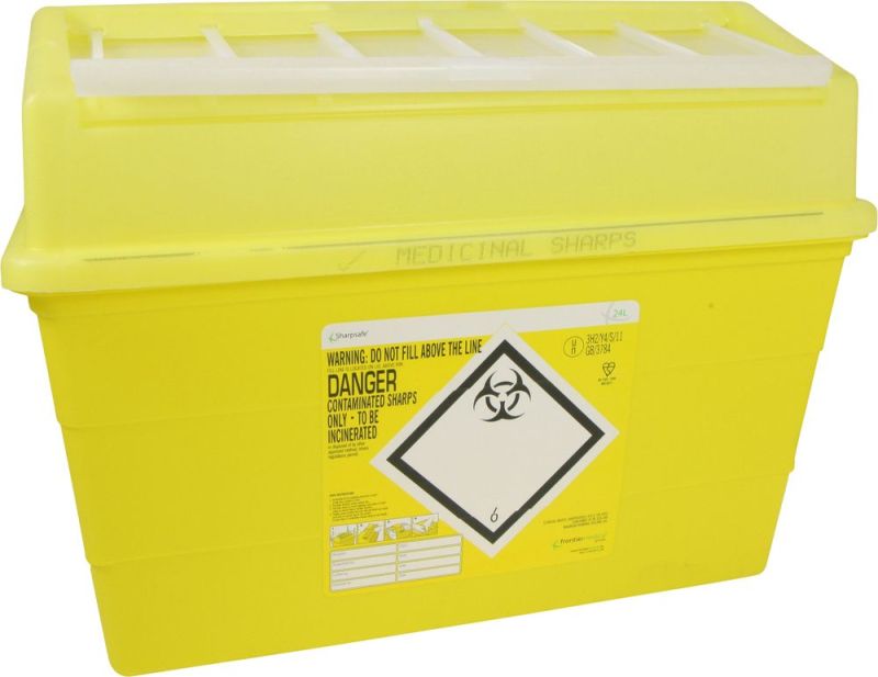 Sharps Container 24L Swing Top with Flange and Seal - 99122 , 