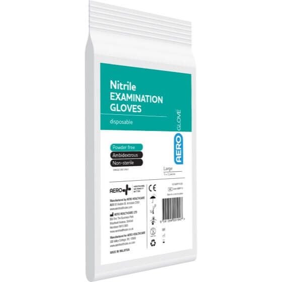 AEROGLOVE Large Nitrile Powder-Free Gloves Bag/10 - AGNPF10 by Aero Healthcare, 