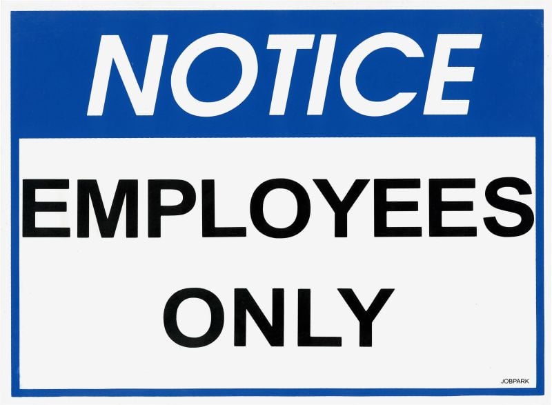 Sign - Notice Employees Only 380 x 280mm P - BN2 , 