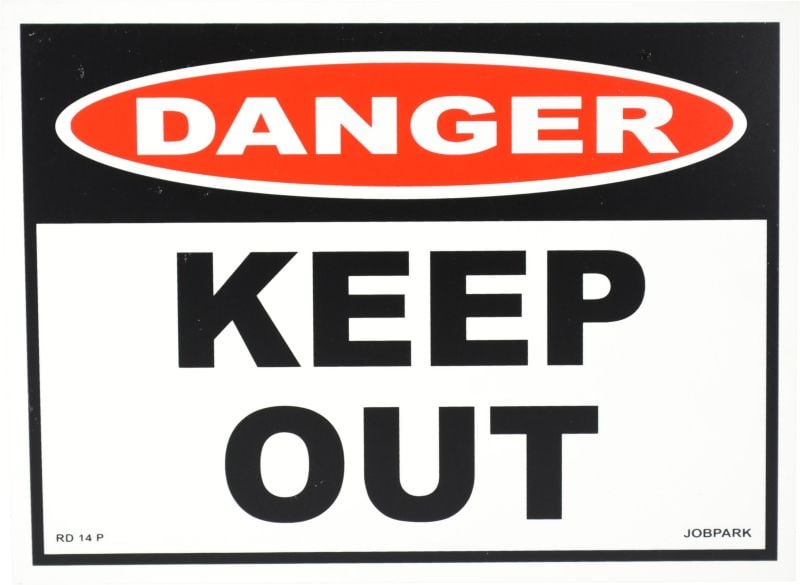 Keep Out Sign 280 x 380mm - Danger Format, Rigid Plastic - RD14 by Jobpark, 