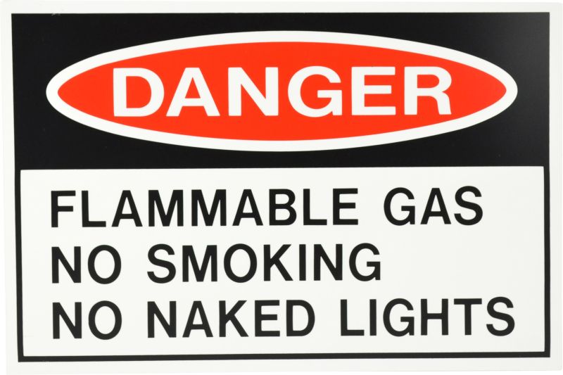 Sign - Danger Flammable Gas No Smoking No Naked Lights 450 x 300mm P - RD2 , 