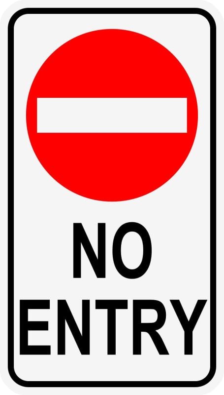 No Entry Sign 450 x 750mm - Red Disc, Rigid Plastic - T1 , 