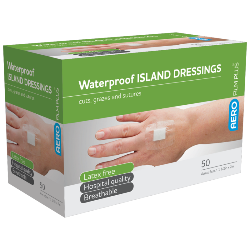 AEROFILM PLUS Waterproof Island Dressing 4 x 5cm Box/50 (GST FREE) - AFPW004 by Aero Healthcare, 