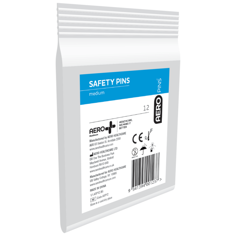 AEROPINS Medium Safety Pins Bag/12 - ASP12 by Aero Healthcare, 