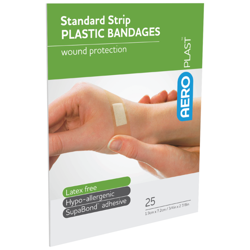 AEROPLAST Plastic Standard Strip 7.2 x 1.9cm Env/25 - AP10125 by Aero Healthcare, 