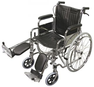 Wheelchair S/Steel Standard with Elevating Leg Rest - Solid wheels - 250058 , 