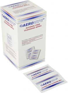 Aerowipe Sachets (100) Antibacterial Cleansing Wipes- Alcohol free - AW8100-2 ,