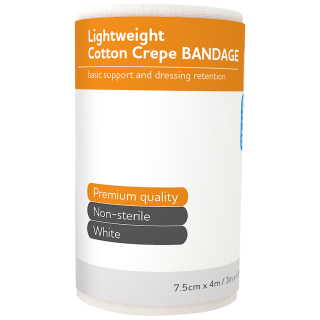 AEROCREPE Light Cotton Crepe Bandage 7.5cm x 4M Wrap/12 - ACL75 ,