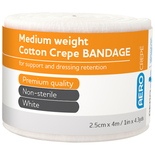 AEROCREPE Medium Cotton Crepe Bandage 2.5cm x 4M Wrap/12 - ACM25 ,