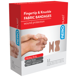 AEROPLAST Premium Fabric Fingertip & Knuckle Dressings Box/12 - AFP3012 ,