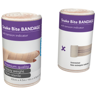 AEROFORM Short Snake Bite Bandage with Indicator 10cm x 4.5M Wrap/12 - AFSB10 ,