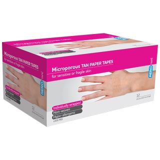 AEROTAPE Tan Microporous Paper Tape 2.5cm x 5M Box/12 - AP325T , 