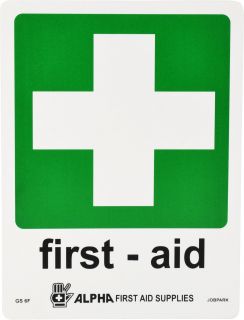 Sign - First Aid Sign A4 Size 250 x 300mm P - GS6 , 