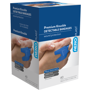 AEROPLAST Premium Detectable Knuckle Dressings 7.5 x 3.8cm Box/40 - AD1003 ,