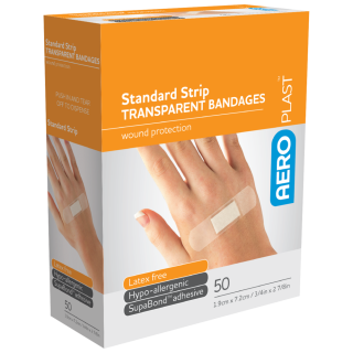 AEROPLAST Transparent Standard Strip 7.2 x 1.9cm Box/50 - AT3015 ,