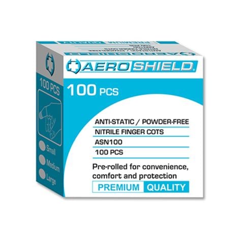Aeroshield Finger Cots Nitrile Blue pack 100 - finger-cots ASN100 by Aero Healthcare,