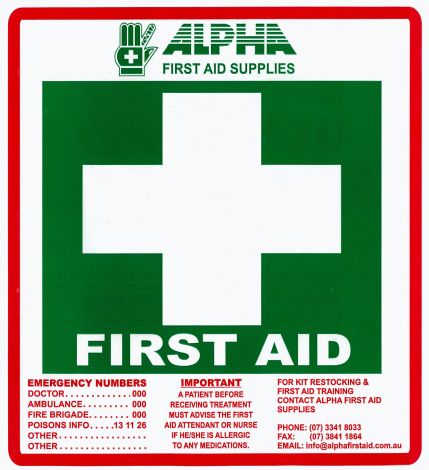 Large First Aid Sticker -  Green & White - Pack of 10 - 1957 , 