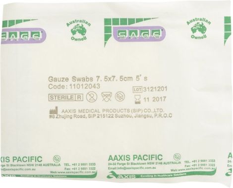 Gauze Swabs (5) 7.5 x 7.5cm Sterile - 5683 , 