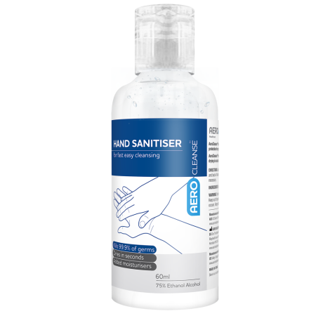 AEROCLEANSE 70% Alcohol Hand Sanitiser Flip-top Bottle 60mL - ACG060 by Aero Healthcare, 