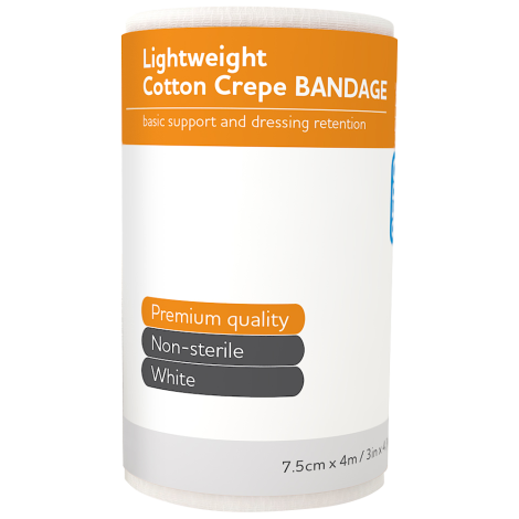AEROCREPE Light Cotton Crepe Bandage 7.5cm x 4M Wrap/12 - ACL75 by Aero Healthcare,