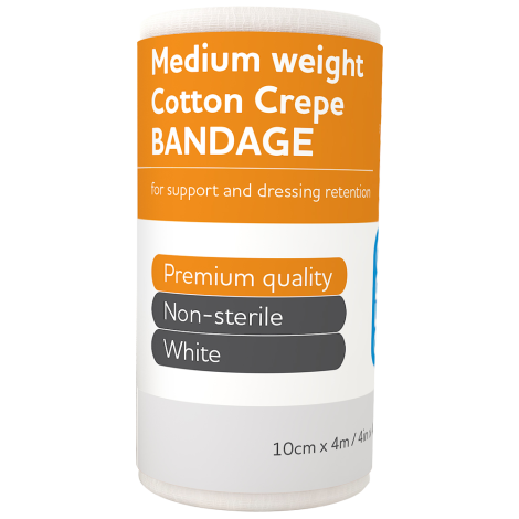 AEROCREPE Medium Cotton Crepe Bandage 10cm x 4M Wrap/12 - ACM100 by Aero Healthcare, 
