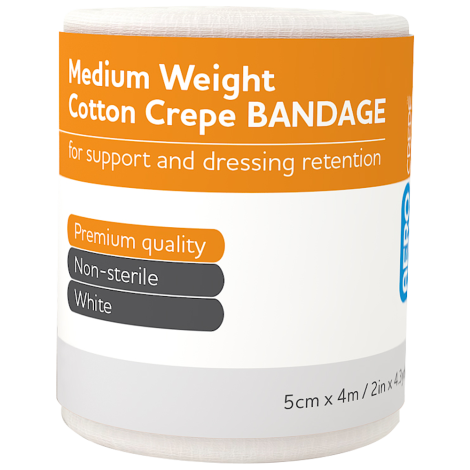 AEROCREPE Medium Cotton Crepe Bandage 5cm x 4M Wrap/12 - ACM50 by Aero Healthcare, 