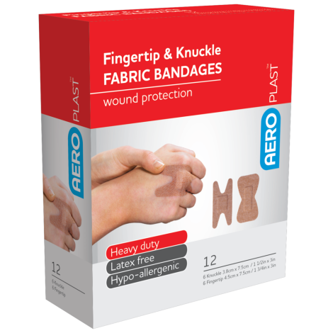 AEROPLAST Premium Fabric Fingertip & Knuckle Dressings Box/12 - AFP3012 by Aero Healthcare,