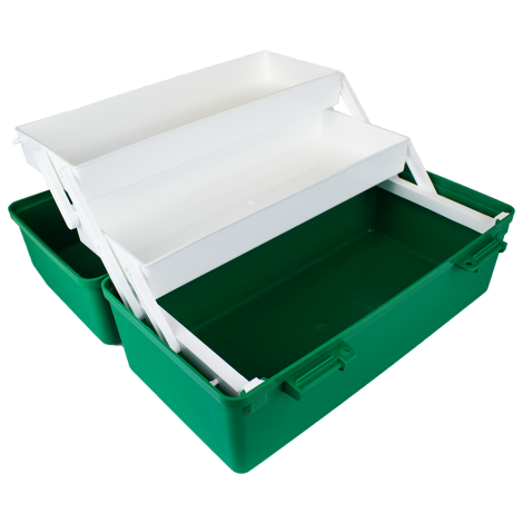 AEROCASE Green Plastic Tacklebox with 2 Trays 20 x 40 x 23cm - AKP002 by Aero Healthcare,