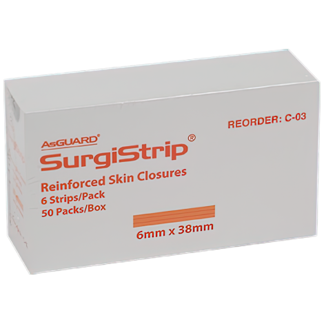 AEROPLAST Wound Closure Strips 6 x 38mm Box/50 (6 strips/card) - APWC3866 by Aero Healthcare, 