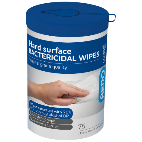 AEROWIPE 70% Isopropyl Alcohol Hard Surface Wipes Tub/75 - AW7500 by Aero Healthcare,