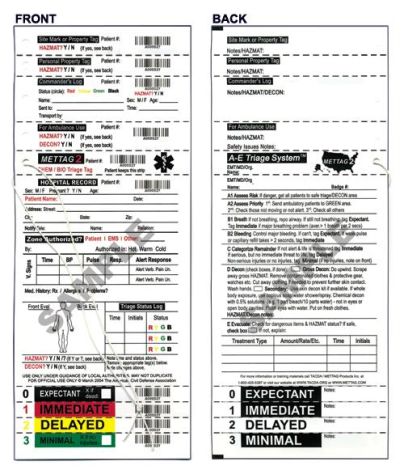 METTAG CB-100 Chemical Biological Triage Tags (25) - CB-100 by METTAG,