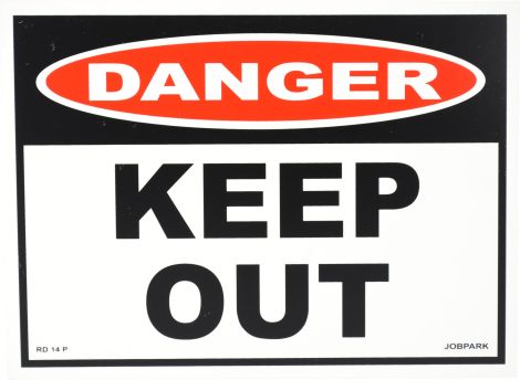 Keep Out Sign 280 x 380mm - Danger Format, Rigid Plastic - RD14 by Jobpark, 