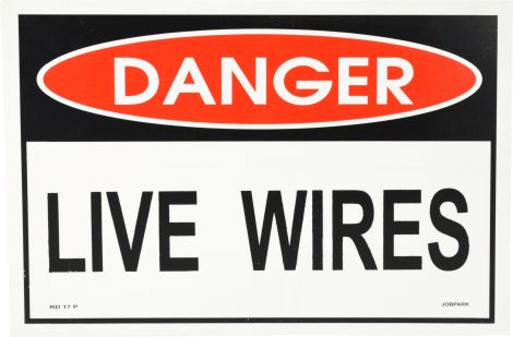 Electrical Hazard Sign 380 x 280mm - Danger Live Wires - RD17 by Jobpark, 