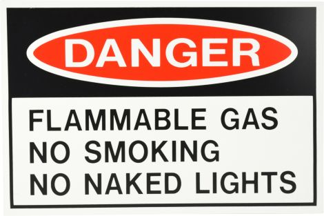 Sign - Danger Flammable Gas No Smoking No Naked Lights 450 x 300mm P - RD2 , 