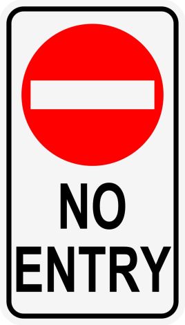 No Entry Sign 450 x 750mm - Red Disc, Rigid Plastic - T1 , 