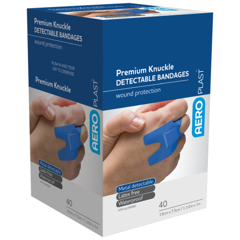 AEROPLAST Premium Detectable Knuckle Dressings 7.5 x 3.8cm Box/40 - AD1003 by Aero Healthcare,