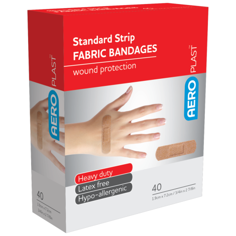 AEROPLAST Premium Fabric Standard Strip 7.2 x 1.9cm Box/40 - AFP5040 by Aero Healthcare,
