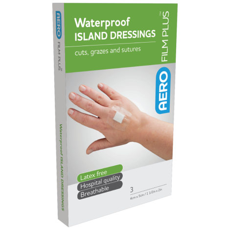 AEROFILM PLUS Waterproof Island Dressing 4 x 5cm Box/3 (GST FREE) - AFPW0043 by Aero Healthcare,