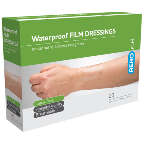 AEROFILM Waterproof Film Dressing 6 x 7cm Box/20 (GST FREE) - AFW00620 by Aero Healthcare,