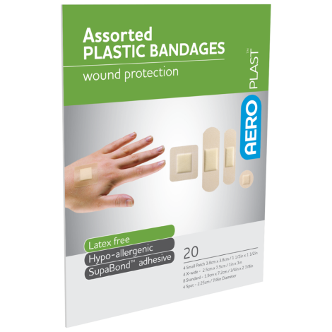 AEROPLAST Plastic Assorted Dressings Env/20 - AP104 by Aero Healthcare,