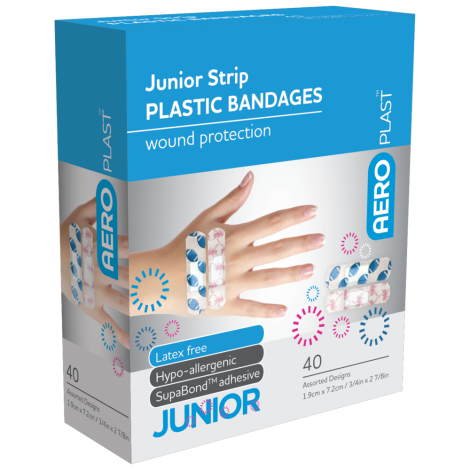 AEROPLAST Plastic Junior Strip 7.2 x 1.9cm Box/40 - APC040 by Aero Healthcare,