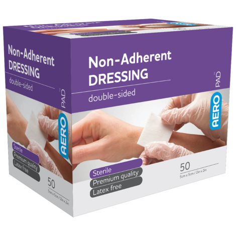 AEROPAD Non-Adherent Dressing 5 x 5cm Box/50 - APD50S by Aero Healthcare, 