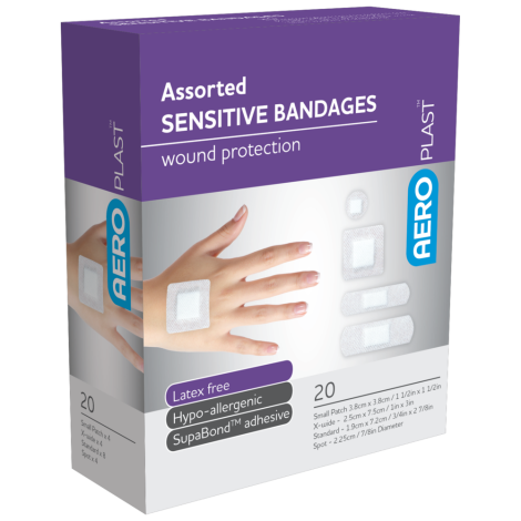 AEROPLAST Sensitive Assorted Dressings Box/20 - APS104 by Aero Healthcare, 