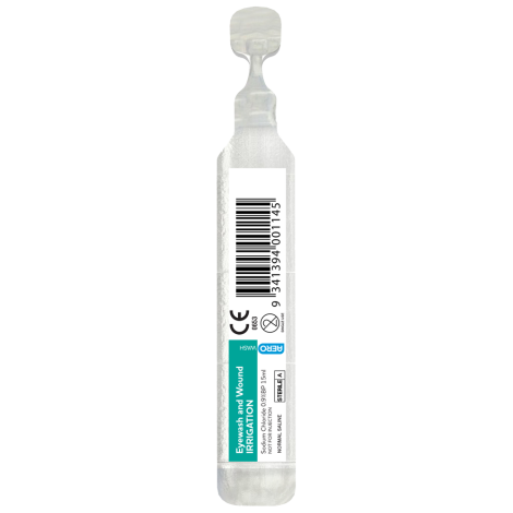 AEROWASH Sodium Chloride Eyewash Ampoule 15ml Box/500 - AW1000 by Aero Healthcare,