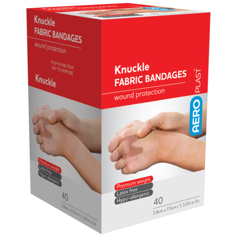 AEROPLAST Premium Fabric Knuckle Dressings 7.5 x 3.8cm Box/40 - AFP350 by Aero Healthcare,